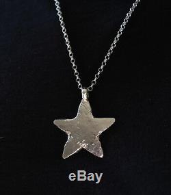 Solid star pendant HAND BEATEN STERLING SILVER NECKLACE London Made Hallmarked