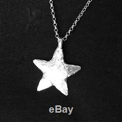 Solid star pendant HAND BEATEN STERLING SILVER NECKLACE London Made Hallmarked