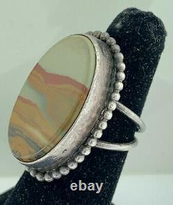 Southwest Picture Scenic Agate Sterling Silver Navajo Hand Made Ringvintage