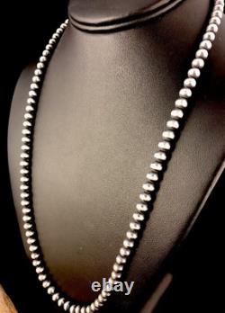 Southwestern 3mm Sterling Silver Pearls 22 Hook & Eye Cone Necklace Special