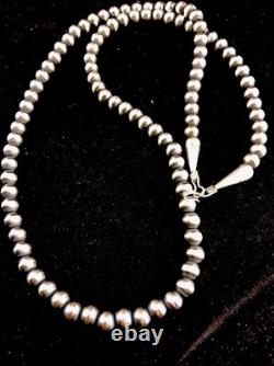 Southwestern 3mm Sterling Silver Pearls 22 Hook & Eye Cone Necklace Special