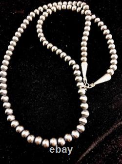 Southwestern 3mm Sterling Silver Pearls 22 Hook & Eye Cone Necklace Special