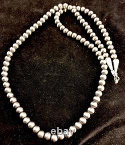 Southwestern 3mm Sterling Silver Pearls 22 Hook & Eye Cone Necklace Special