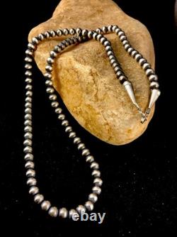 Southwestern 3mm Sterling Silver Pearls 22 Hook & Eye Cone Necklace Special