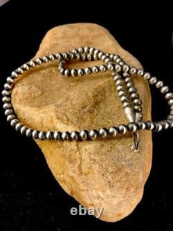 Southwestern 3mm Sterling Silver Pearls 22 Hook & Eye Cone Necklace Special