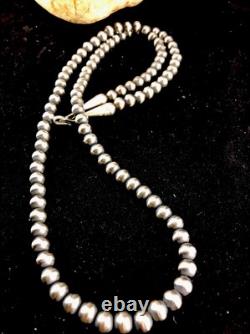 Southwestern 3mm Sterling Silver Pearls 22 Hook & Eye Cone Necklace Special