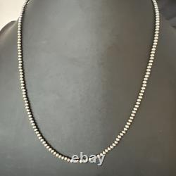 Southwestern 3mm Sterling Silver Pearls 24 Lobster Eye Cone Necklace 90324