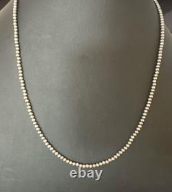 Southwestern 3mm Sterling Silver Pearls 24 Lobster Eye Cone Necklace 90324