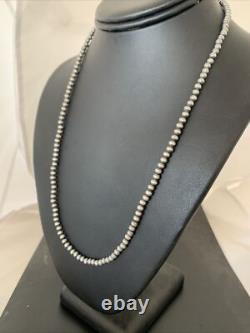 Southwestern 4mm Sterling Silver Beads Silver Pearls 18 Hook Eye Cone Necklace