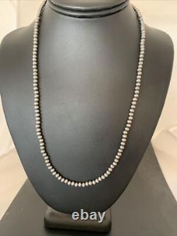 Southwestern 4mm Sterling Silver Beads Silver Pearls 18 Hook Eye Cone Necklace
