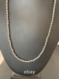 Southwestern 4mm Sterling Silver Beads Silver Pearls 18 Hook Eye Cone Necklace