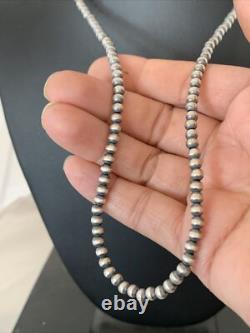 Southwestern 4mm Sterling Silver Beads Silver Pearls 18 Hook Eye Cone Necklace