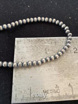 Southwestern 4mm Sterling Silver Beads Silver Pearls 18 Hook Eye Cone Necklace
