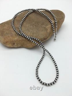 Southwestern 5mm Sterling Silver Beads Silver Pearls 30 Single Strand Necklace
