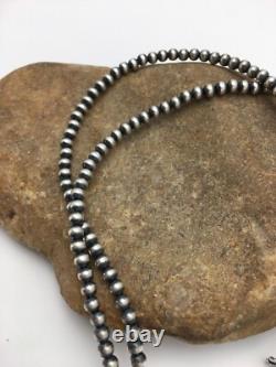 Southwestern 5mm Sterling Silver Beads Silver Pearls 30 Single Strand Necklace