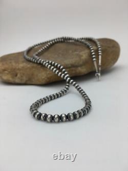 Southwestern 5mm Sterling Silver Beads Silver Pearls 30 Single Strand Necklace