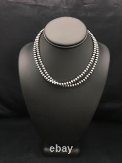 Southwestern 5mm Sterling Silver Beads Silver Pearls 30 Single Strand Necklace