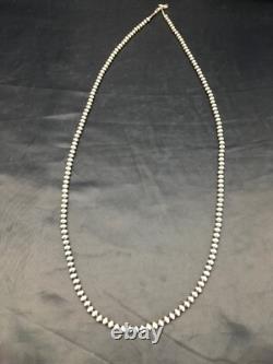 Southwestern 5mm Sterling Silver Beads Silver Pearls 30 Single Strand Necklace