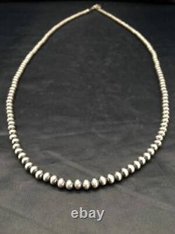 Southwestern 5mm Sterling Silver Beads Silver Pearls 30 Single Strand Necklace