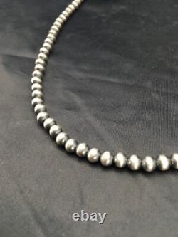 Southwestern 5mm Sterling Silver Beads Silver Pearls 30 Single Strand Necklace
