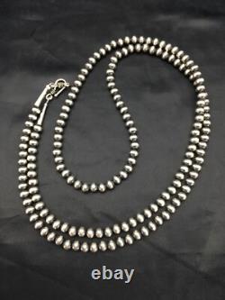 Southwestern 5mm Sterling Silver Beads Silver Pearls 30 Single Strand Necklace