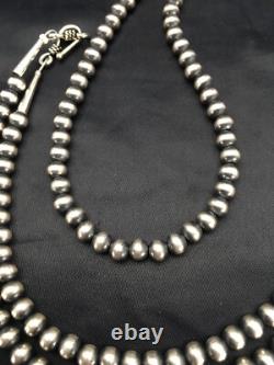 Southwestern 5mm Sterling Silver Beads Silver Pearls 30 Single Strand Necklace