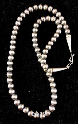 Southwestern 5mm Sterling Silver Pearls 20 Hook & Eye Cone Necklace