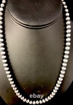 Southwestern 5mm Sterling Silver Pearls 20 Hook & Eye Cone Necklace