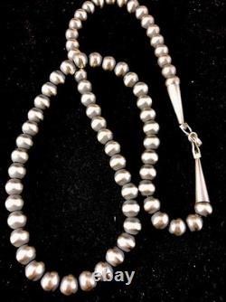 Southwestern 5mm Sterling Silver Pearls 20 Hook & Eye Cone Necklace