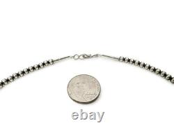 Southwestern 6mm Sterling Silver Pearls 24 Hook & Eye Cone Necklace