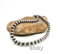 Southwestern 6mm Sterling Silver Pearls 24 Hook & Eye Cone Necklace