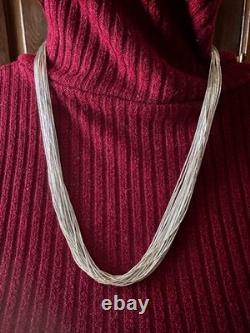 Southwestern Liquid Sterling Silver Tubes Heishi Necklace 30 Strands 24 NEW