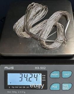 Southwestern Liquid Sterling Silver Tubes Heishi Necklace 30 Strands 24 NEW