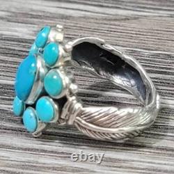 Southwestern Native Made Floral Sterling Silver Turquoise Ring