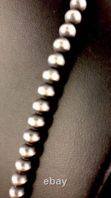 Southwestern Navajo Pearls 7mm Sterling Silver Bead Necklace 16-32 331