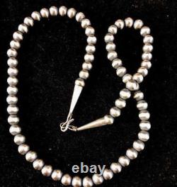 Southwestern Navajo Pearls 8mm Sterling Silver Round Bead Necklace 16-32