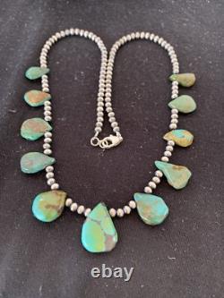 Southwestern Navajo Pearls Sterling Silver Royston Turquoise 20 Necklace 00484