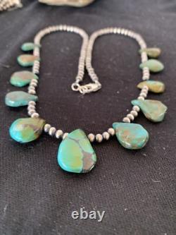 Southwestern Navajo Pearls Sterling Silver Royston Turquoise 20 Necklace 00484