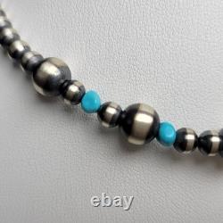 Southwestern Turquoise & Desert Pearl 925 Sterling Silver Necklace 14 Choker