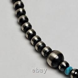 Southwestern Turquoise & Desert Pearl 925 Sterling Silver Necklace 14 Choker