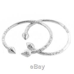 Spear. 925 Sterling Silver West Indian Bangles (Pair) (MADE IN USA)