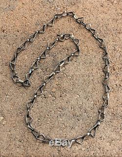 Spectacular Large Vintage Old Pawn Hand made Navajo Sterling Silver Chain 34