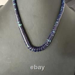 Stabilized Azurite Graduated Heishi Beads Sterling Silver Necklace 19 19997