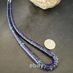 Stabilized Azurite Graduated Heishi Beads Sterling Silver Necklace 19 19997