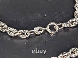 Sterling 925 silver rope chain necklace bracelet set made in Italy