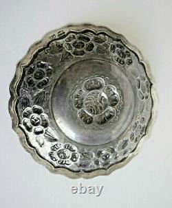 Sterling SIlver Dish Bowl Heavy Embossed Flower Design Made In Mexico 144g