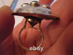 Sterling Silver & 14k Gold With Stones Cocktail Ring Custom Made Size 6 1/2