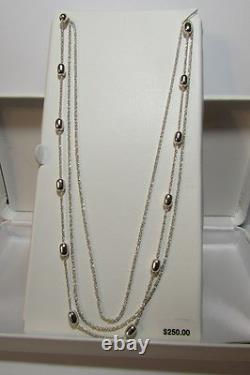 Sterling Silver 17.5 3 Strand Necklace Made in Italy Fast Ship