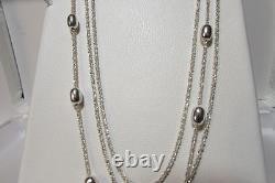 Sterling Silver 17.5 3 Strand Necklace Made in Italy Fast Ship