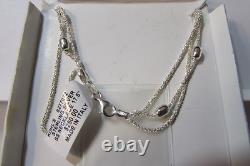Sterling Silver 17.5 3 Strand Necklace Made in Italy Fast Ship